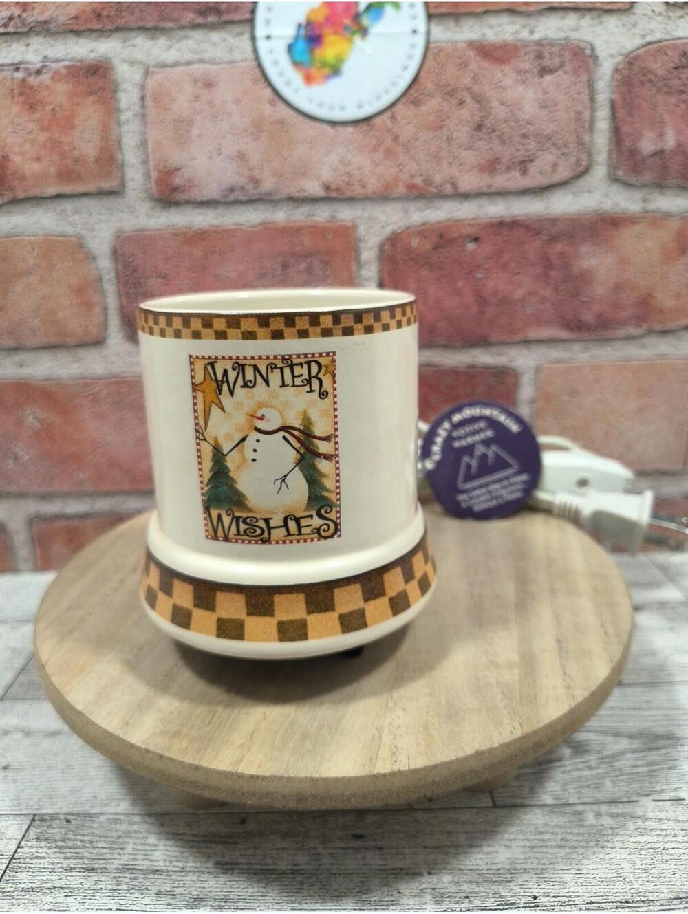 Crazy Mountain Winter Wishes Snowman Electric Votive Candle Warmer NWT